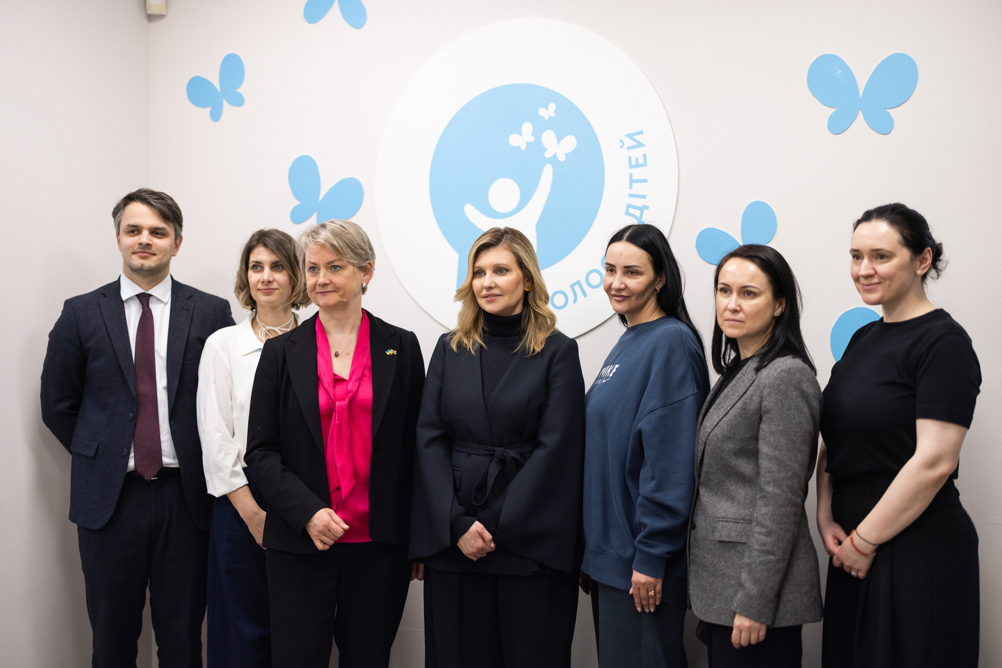 First Lady Olena Zelenska and UK Foreign Secretary Yvette Cooper Visit Voices of Children Center in Kyiv